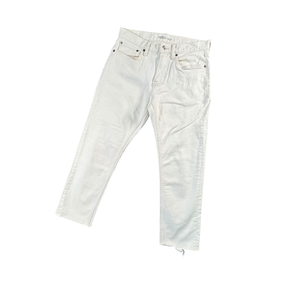 Old Navy Womens Cream Cropped Straight Jeans Raw Hem Y2K Minimalist Size S